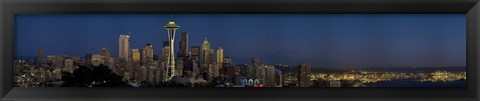 Framed Skyscrapers in a city, Space Needle, Seattle, King County, Washington State, USA Print