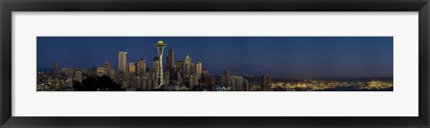 Framed Skyscrapers in a city, Space Needle, Seattle, King County, Washington State, USA Print