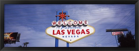 Framed Low angle view of Welcome sign, Las Vegas, Nevada, USA Print