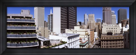 Framed Skyscrapers in a city viewed from Union Square towards Financial District, San Francisco, California, USA Print
