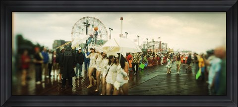 Framed People celebrating in Coney Island Mermaid Parade, Coney Island, Brooklyn, New York City, New York State, USA Print