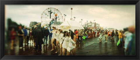 Framed People celebrating in Coney Island Mermaid Parade, Coney Island, Brooklyn, New York City, New York State, USA Print