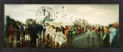 Framed People celebrating in Coney Island Mermaid Parade, Coney Island, Brooklyn, New York City, New York State, USA Print