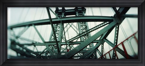 Framed Low angle view of a suspension bridge, Williamsburg Bridge, New York City, New York State, USA Print