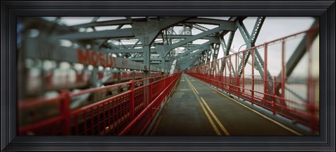 Framed Road across a suspension bridge, Williamsburg Bridge, New York City, New York State, USA Print