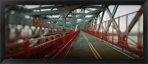 Framed Road across a suspension bridge, Williamsburg Bridge, New York City, New York State, USA Print