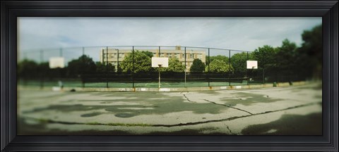 Framed Basketball court in a public park, McCarran Park, Greenpoint, Brooklyn, New York City, New York State, USA Print