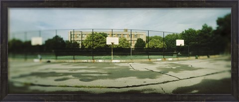 Framed Basketball court in a public park, McCarran Park, Greenpoint, Brooklyn, New York City, New York State, USA Print