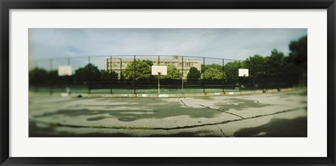 Framed Basketball court in a public park, McCarran Park, Greenpoint, Brooklyn, New York City, New York State, USA Print