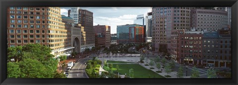 Framed Buildings in a city, Atlantic Avenue, Wharf District, Boston, Suffolk County, Massachusetts, USA Print