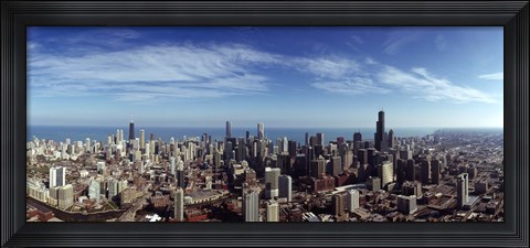 Framed Aerial view of a cityscape with Lake Michigan in the background, Chicago River, Chicago, Cook County, Illinois, USA Print