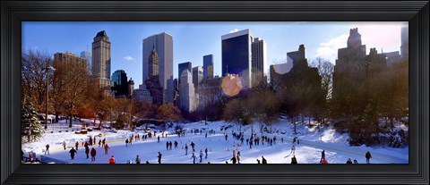 Framed High angle view of people skating in an ice rink, Wollman Rink, Central Park, Manhattan, New York City, New York State, USA Print