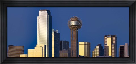 Framed Skyline View with Reunion Tower, Dallas TX Print