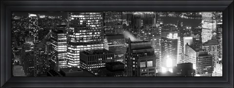 Framed Aerial view of a city at night, Midtown Manhattan, Manhattan, New York City, New York State, USA Print