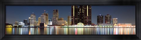 Framed Buildings along the Detroit River, Detroit, Michigan Print