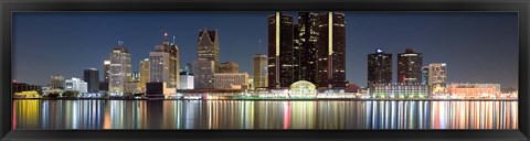 Framed Buildings along the Detroit River, Detroit, Michigan Print