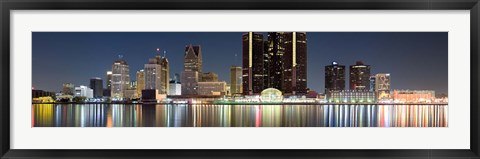 Framed Buildings along the Detroit River, Detroit, Michigan Print