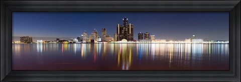 Framed Detroit River at Dusk, Detroit, Michigan Print