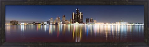 Framed Detroit River at Dusk, Detroit, Michigan Print
