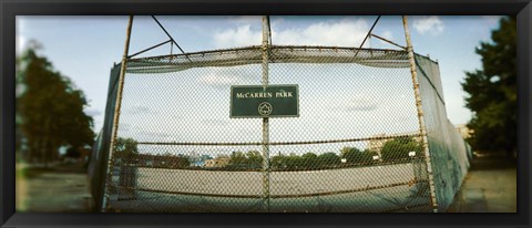 Framed Chainlink fence in a public park, McCarren Park, Greenpoint, Brooklyn, New York City, New York State, USA Print