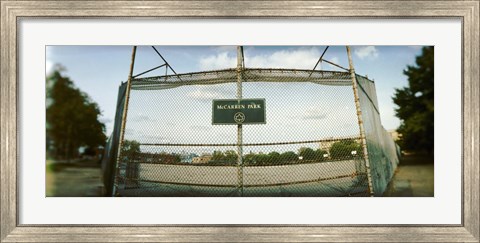Framed Chainlink fence in a public park, McCarren Park, Greenpoint, Brooklyn, New York City, New York State, USA Print