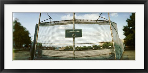 Framed Chainlink fence in a public park, McCarren Park, Greenpoint, Brooklyn, New York City, New York State, USA Print