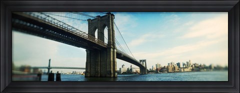 Framed Bridge across a river, Brooklyn Bridge, East River, Brooklyn, New York City, New York State Print