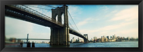 Framed Bridge across a river, Brooklyn Bridge, East River, Brooklyn, New York City, New York State Print