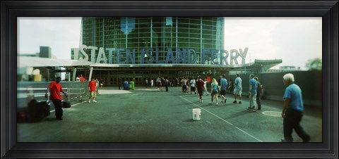 Framed Commuters in front of a ferry terminal, Staten Island Ferry, New York City, New York State, USA Print