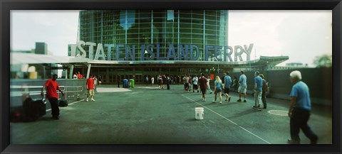 Framed Commuters in front of a ferry terminal, Staten Island Ferry, New York City, New York State, USA Print