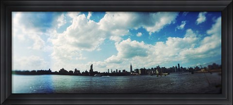 Framed Manhattan skyline viewed from East River Park, East River, Williamsburg, Brooklyn, New York City, New York State, USA Print