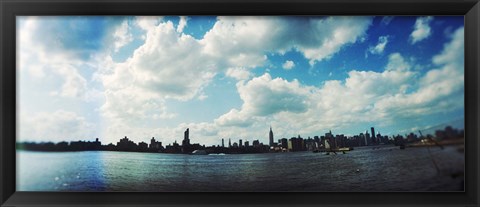 Framed Manhattan skyline viewed from East River Park, East River, Williamsburg, Brooklyn, New York City, New York State, USA Print