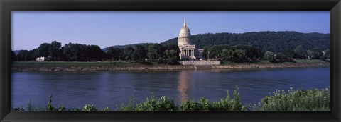 Framed West Virginia State Capitol from the Riverside, Charleston, West Virginia Print