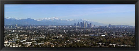 Framed City with mountains in the background, Los Angeles, California, USA 2010 Print