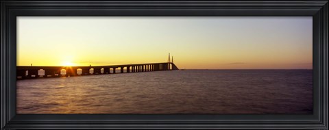 Framed Bridge at sunrise, Sunshine Skyway Bridge, Tampa Bay, St. Petersburg, Pinellas County, Florida, USA Print