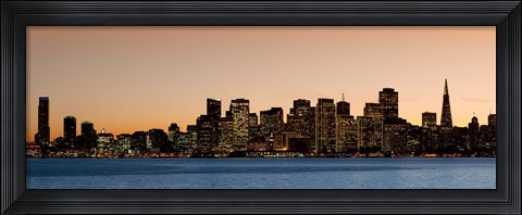 Framed Buildings lit up at dusk, San Francisco, California, USA 2010 Print