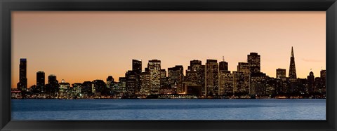 Framed Buildings lit up at dusk, San Francisco, California, USA 2010 Print