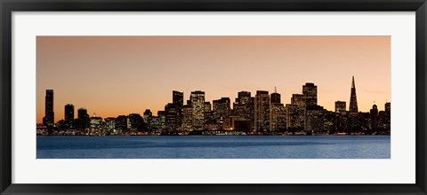 Framed Buildings lit up at dusk, San Francisco, California, USA 2010 Print