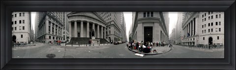 Framed 360 degree view of buildings, Wall Street, Manhattan, New York City, New York State, USA Print