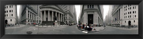 Framed 360 degree view of buildings, Wall Street, Manhattan, New York City, New York State, USA Print