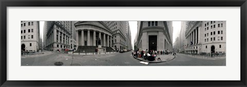 Framed 360 degree view of buildings, Wall Street, Manhattan, New York City, New York State, USA Print