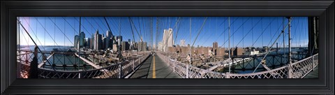Framed Looking Down the Brooklyn Bridge Print