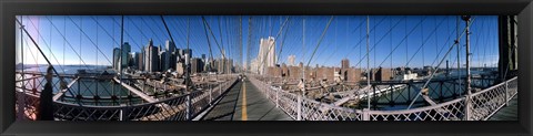 Framed Looking Down the Brooklyn Bridge Print