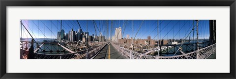 Framed Looking Down the Brooklyn Bridge Print