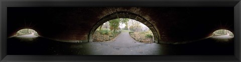 Framed 360 degree view of a tunnel in an urban park, Central Park, Manhattan, New York City, New York State, USA Print