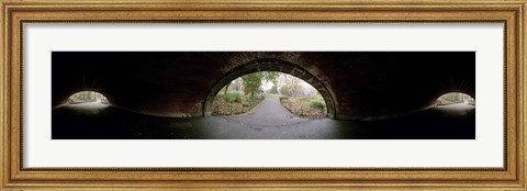Framed 360 degree view of a tunnel in an urban park, Central Park, Manhattan, New York City, New York State, USA Print