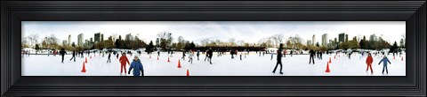 Framed 360 degree view of tourists ice skating, Wollman Rink, Central Park, Manhattan, New York City, New York State, USA Print