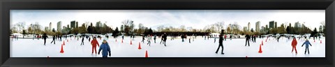 Framed 360 degree view of tourists ice skating, Wollman Rink, Central Park, Manhattan, New York City, New York State, USA Print