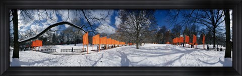 Framed 360 degree view of gates in an urban park, The Gates, Central Park, Manhattan, New York City, New York State, USA Print