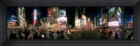 Framed 360 degree view of buildings lit up at night, Times Square, Manhattan, New York City, New York State, USA Print